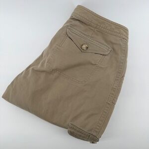 LL Bean Flannel Lined Cargo Pants Khaki Tan Outdoor Gorpcore Women's 12 Regular